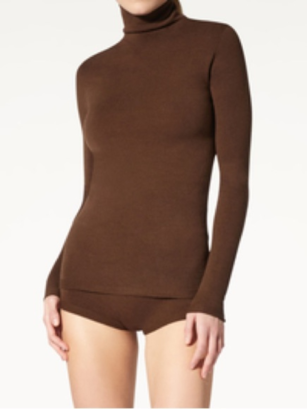 Wolford Brown The Merino Top Long Sleeve Sweater NWT Size Medium
